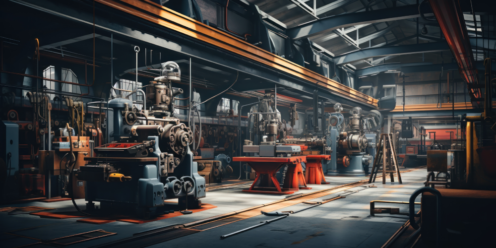 workshop-cooler-tones-emphasizing-sleek-steel-machinery